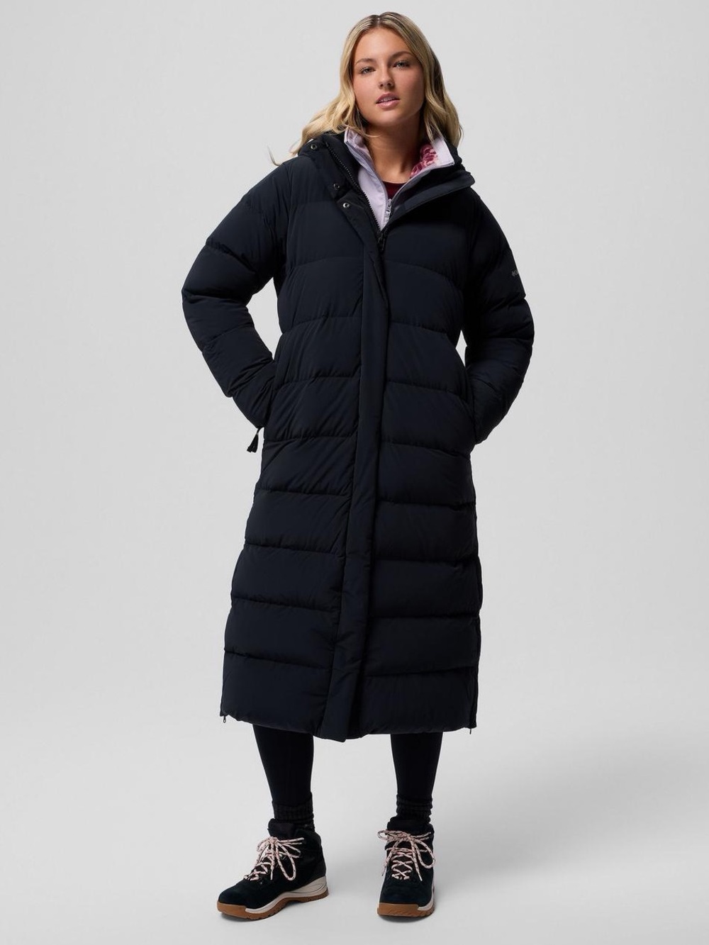 COLUMBIA Long Black Puffer Coat with Hood - Women's Winter jacket Size 3X
